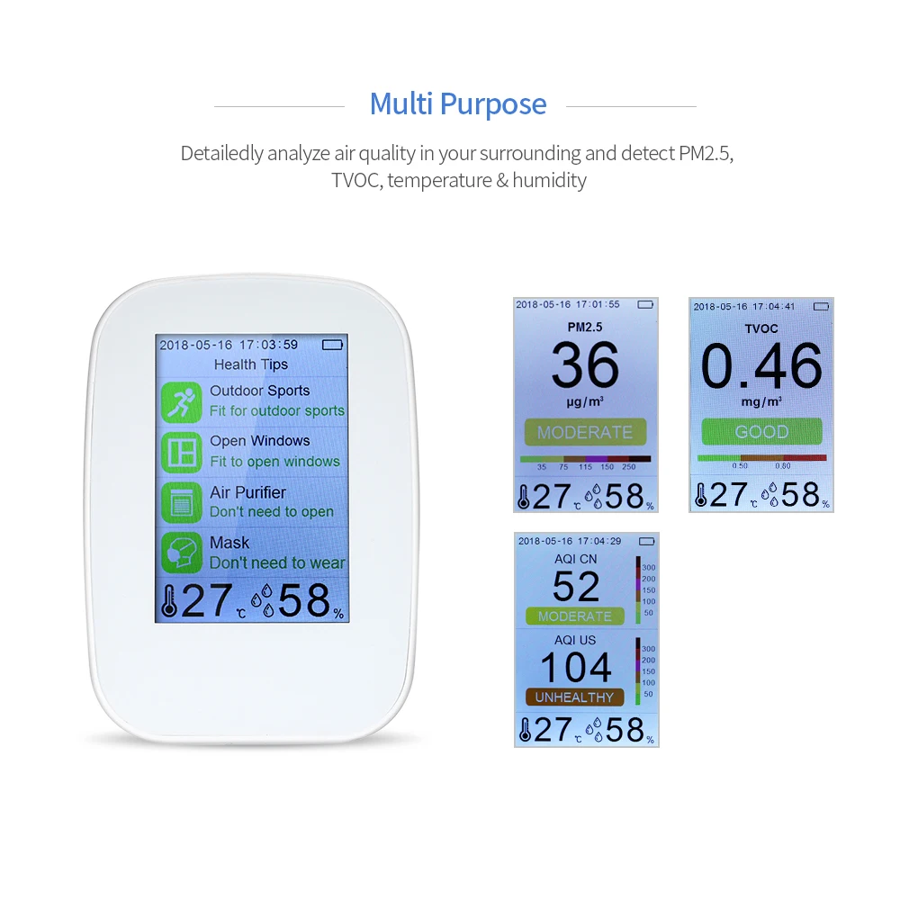 ЖК Портативный монитор качества воздуха детектор внутренний/открытый цифровой PM2.5 TVOC тестер Газовый инструмент для монитора метр анализатор газа
