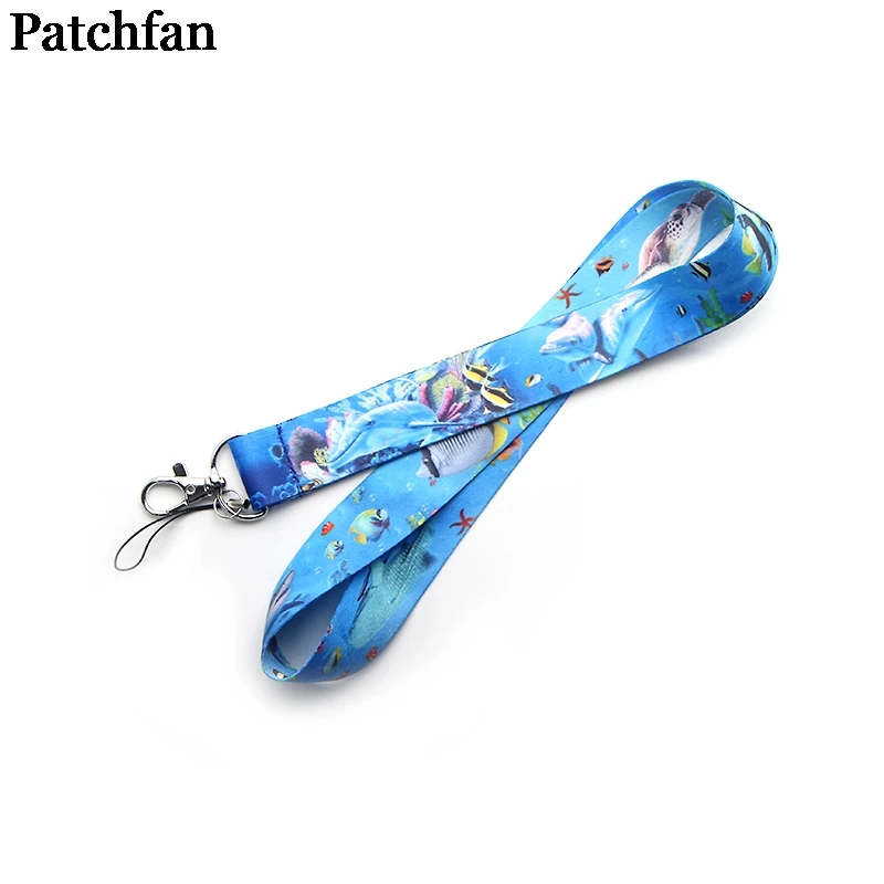 Patchfan Seaworld океан винтажное искусство крутые мужские lanyards ключи в мобильном телефоне ремни Ожерелье держатели карт ленточки A2130