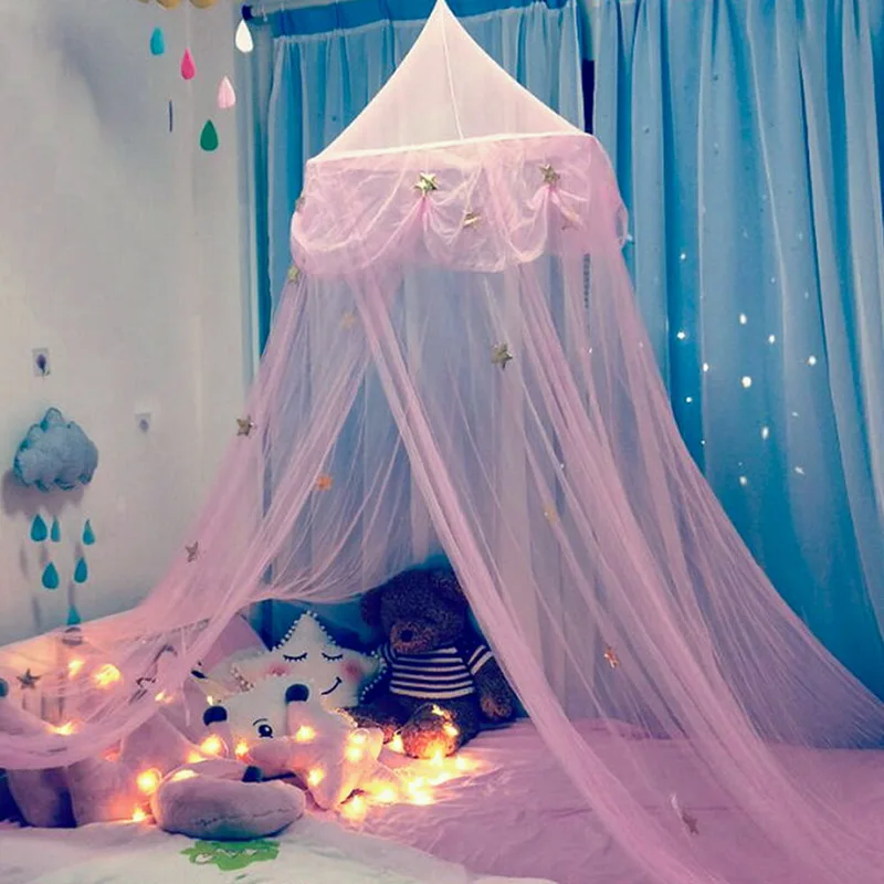 Urijk Hanging Princess Dome Mosquito Nets With Star Style Decoration