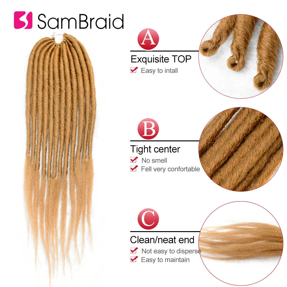 Sambraid 20 дюймов/40 г/упак. супер мягкие на ощупь синтетические косички волосы дреды
