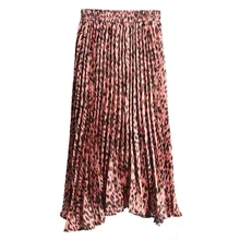 Женский леопардовый принт плиссированная юбка с высокой талией Миди юбка Уличная Повседневная Faldas Mujer