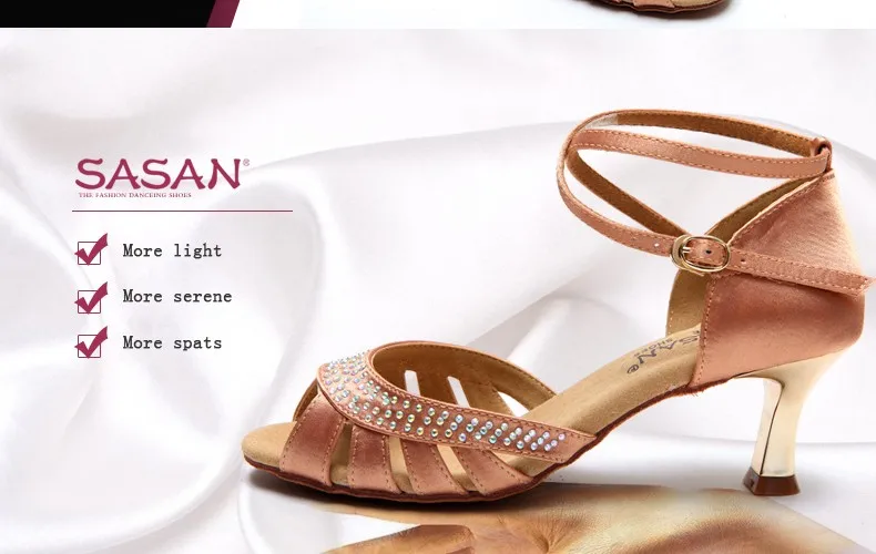 Обувь для латинских танцев женская обувь для взрослых на высоком каблуке с мягкой нескользящей подошвой спортивная женская обувь на квадратном каблуке SASAN золотого цвета