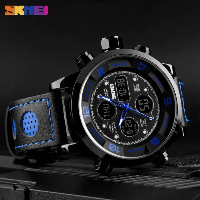 SKMEI Men’s Watch Clock Sport Watch Men Fashion Quartz Digital 3 Time Countdown Alarm Man Wrist Watches relogio masculino 1371