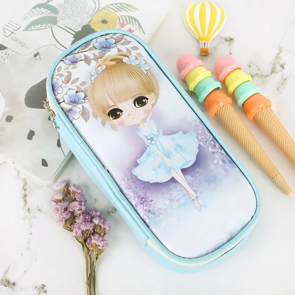 Девушка Пенал школьный принадлежности Trousse Scolaire Stylo Estuche Escolar Kalemlik Pencilcase Kalem Kutusu Estuche Box Cute - Цвет: E