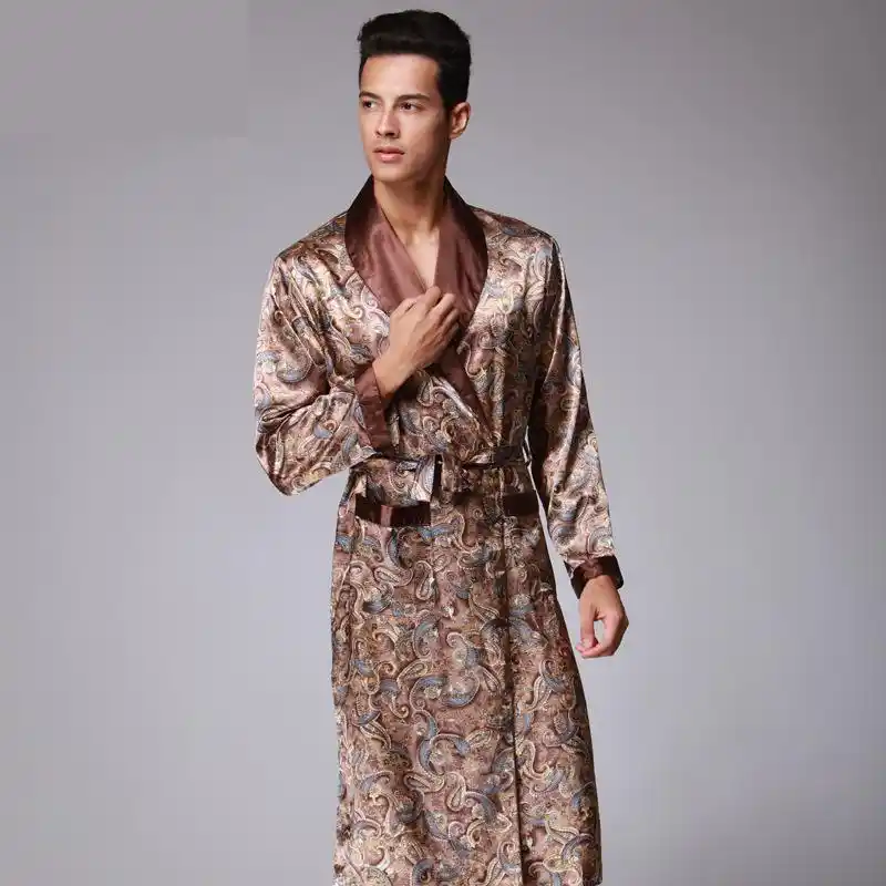 Herren Luxus Paisley Muster Bademantel Kimono Roben V Ausschnitt Faux Seide Mannlichen Nachtwasche Nachtwasche Mannlichen Satin Bad Robe Robe Pattern Male Silk Robesmale Kimono Robe Aliexpress