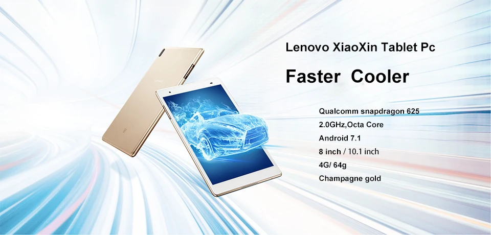 Lenovo XiaoXin 10 дюймов snapdragon 625, 4 Гб Ram, 64 ГБ Rom, 2,0 ГГц octa core Android 7,1 золото 7000 мА/ч, планшета, ПК, Wi-Fi tb-X804F