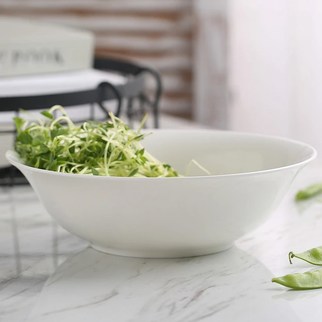 9 inch, Quality plain white bone china large soup bowls, chinese style