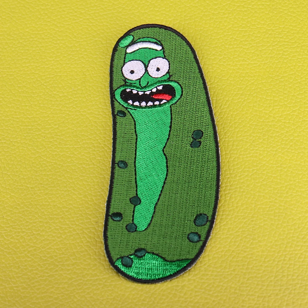 

Pickle Rick embroidery patch Rick and Morty cute cartoon patches sour cucumber food jewelry jackets backpack accessories