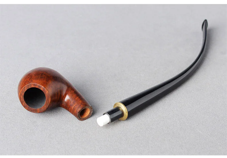 RU-NewBee Briar Wood tobacco smoking pipe with long stem mouthpiece+short mouthpiece 9 mm filter 10 cleaning Tools Tamper aa0038