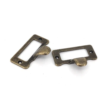 

6pcs 48mm File Name Card Label Holder Drawer Cabinet Pulls Antique Bronze Furniture Hardware Cupboard Frame Handle