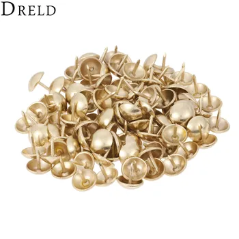 

DRELD 100Pcs Antique Gold Decorative Upholstery Tack Nail Jewelry Gift Box Sofa Decorative Tack Stud Doornail Hardware 11*11mm