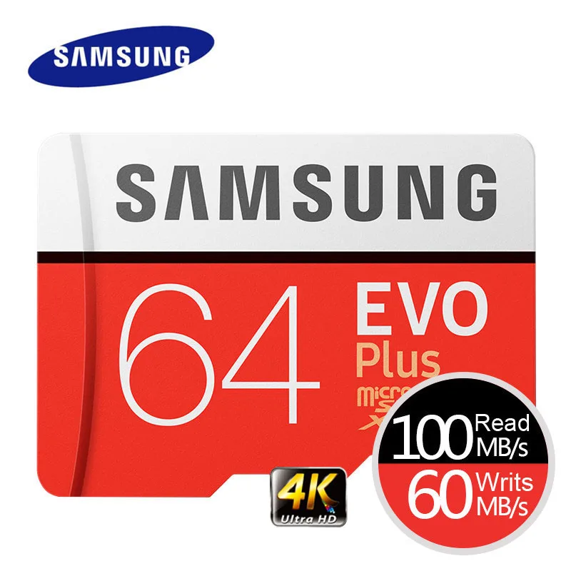 SAMSUNG Speicherkarte EVO Plus 4 Karat Ultra HD Micro SD 256 GB 128G 64 GB Class10 Microsd-karte C10 UHS-I-MIKRO-SD Trans Flash Microsd-karte