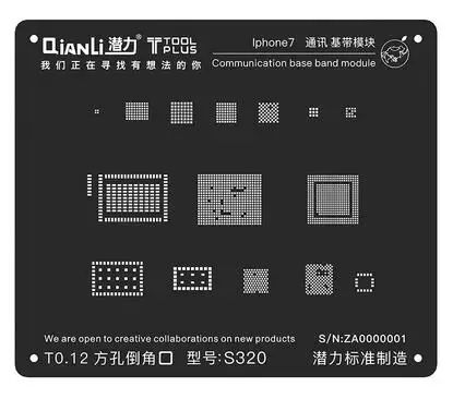 Возняк Универсальный Ремонт черная стальная сетка для IPHONE 5G/5S/6G/6 S/7G/8G связь baseband чип точность квадратное отверстие - Цвет: for iphone 7g