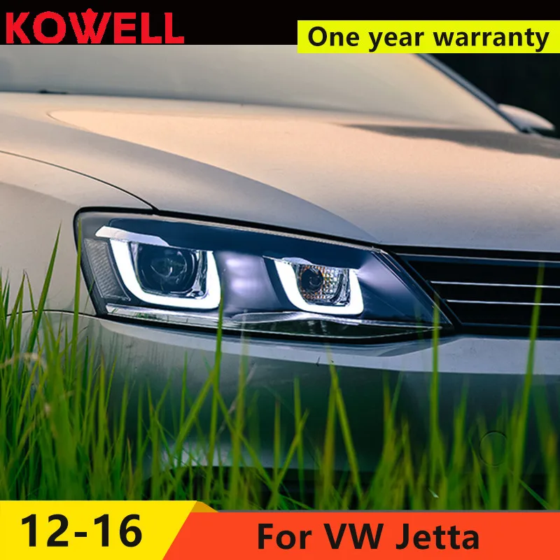 KOWELL автомобильный Стайлинг для VW Jetta 2012- светодиодный головной светильник DRL Объектив двойной луч H7 HID Xenon bi xenon объектив