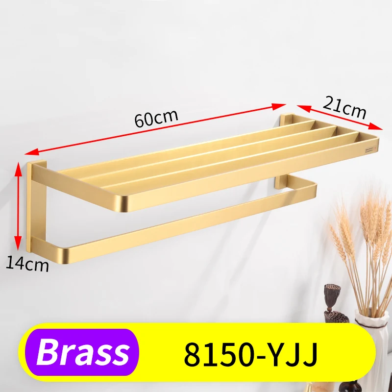 Bathroom Towel Holder Gold Brass Towel Rack Hanging Holder Wall Mounted Towel Bar Robe Hooks Toilet Paper Holder Bathroom Shelf - Цвет: 8150-YJJ