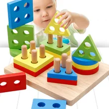 Сортировка, вложение и составные игрушки для детей, Развивающие деревянные геометрические блоки
