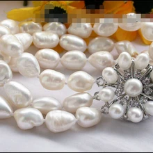 Z3940 3row 13 мм белый барокко пресной воды культивированный жемчуг braceletNoble стиль естественно прекрасно jewe быстрая