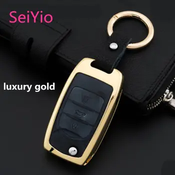

SeiYio Car key ring case cover bag for Baojun 730 510 560 310 Mental& Leather Fashion style car cover for Baojun folded key
