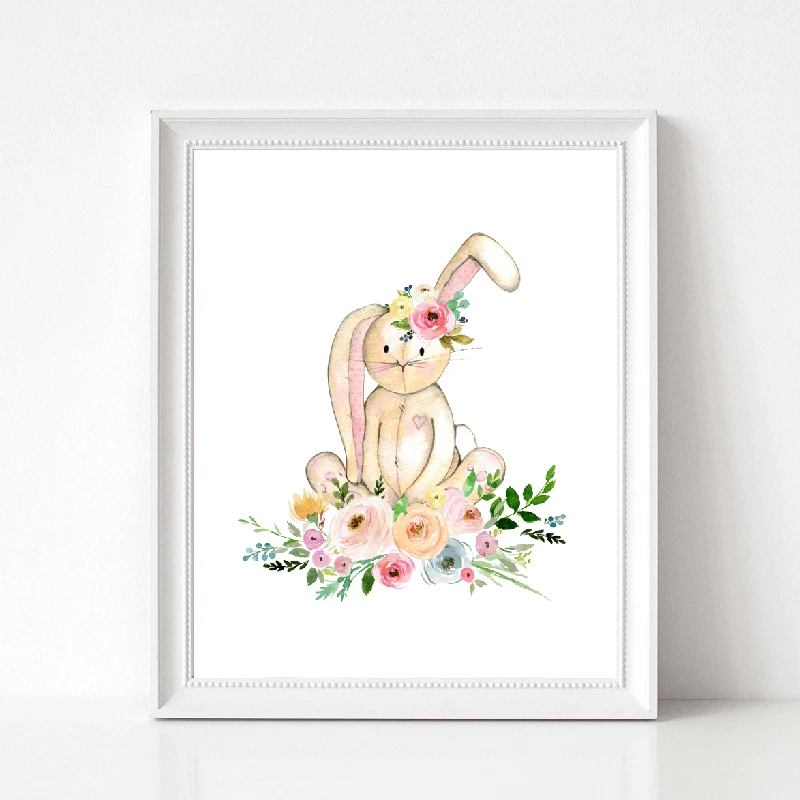 Rabbit canvas print nursery wall art decor