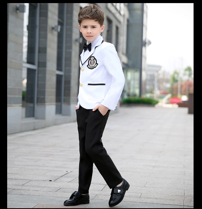 Белый пиджак и брюки черного цвета Nimble костюм однобортный костюм для мальчиков на свадьбу Enfant Garcon Mariage блейзер для мальчиков