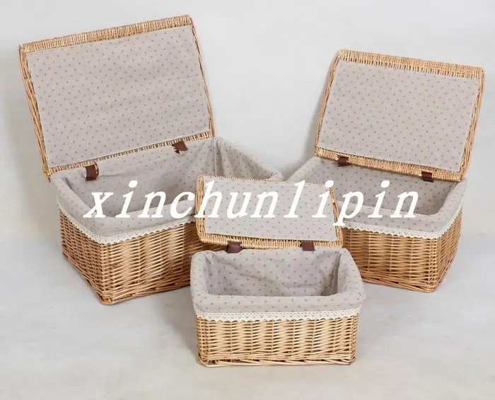 Promotion Caixa Organizadora Willow Storage Basket With Lid Large Rustic Baskets Box Cosmetic