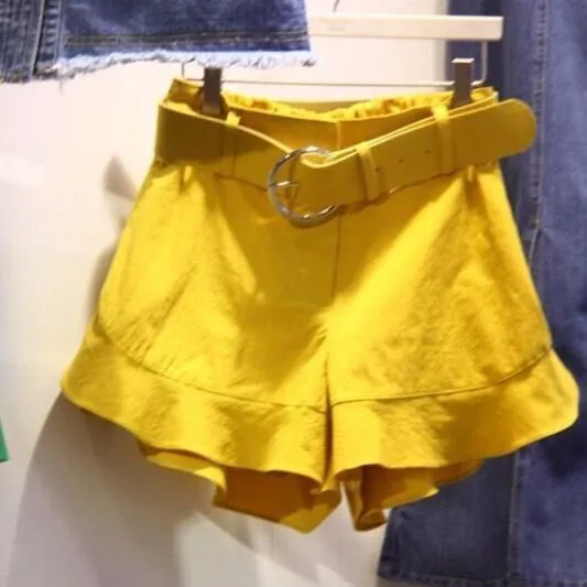 Korean Vogue Casual High Waist Yellow 