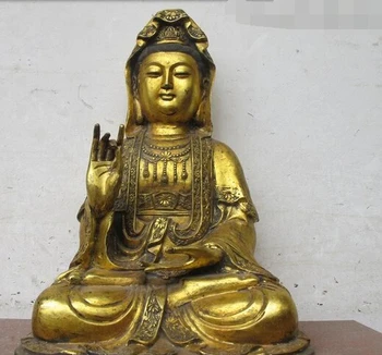 

bi003111 17"Tibet Buddhism temple Bronze Gild Guan yin Bodhisattva Kwan-Yin Buddha Statue