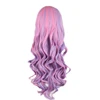 WoodFestival-Peluca de pelo largo sintético multicolor para mujer, cabello ondulado con flequillo, color rosa, rojo, azul, marrón oscuro, arcoíris ► Foto 2/6
