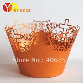 

Laser cut wedding Cross design decorative cupcake wrapper
