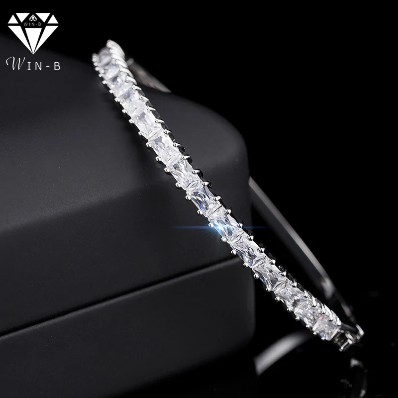 WIN B AAA Кристалл фианит Теннисный браслет Pulseras Mujer очаровательные женские белые
