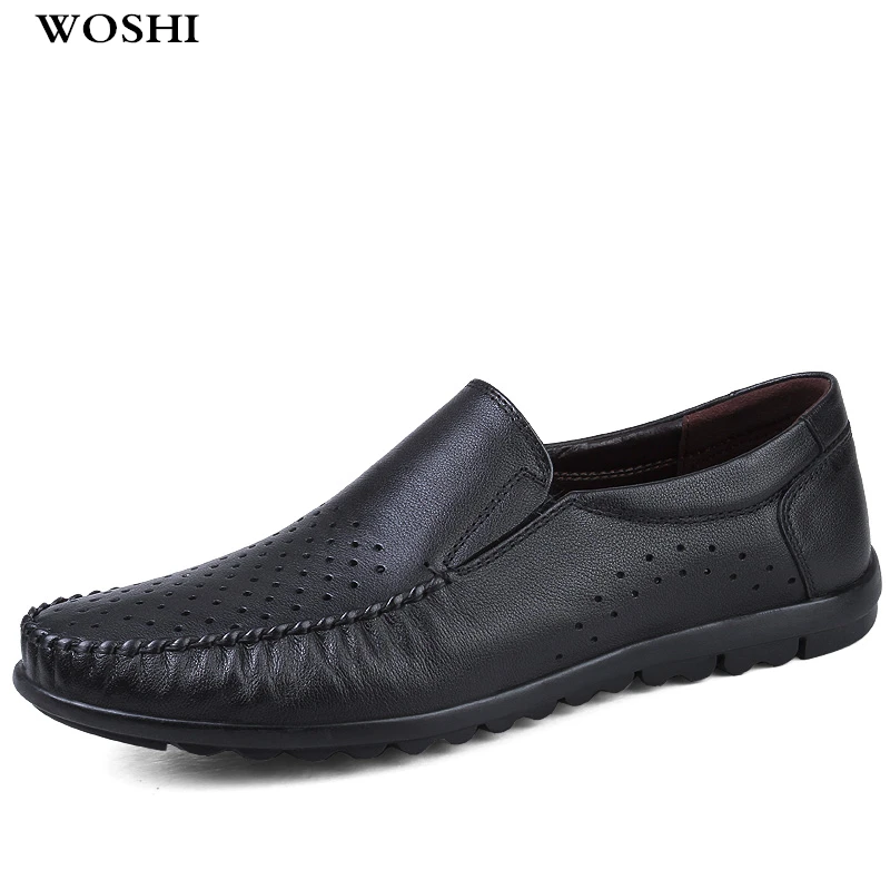 

2019 Men Dress Shoes Genuine Leather Shoes outdoor Mens Formal Shoes Men Flats Office Wedding loafers moccasins Shoes L5
