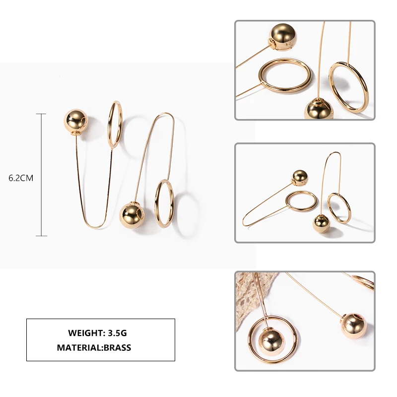 Mode-Or-Couleur-g-om-trie-de-Baisse-boucles-d-oreilles-pour-femmes-Grand-balle-ronde