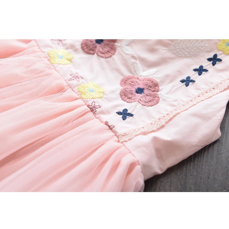Girls Dresses 2019 Summer New Children s Clothing Girls Sweet Embroidery Flower Mesh Lace Stitching Sleeveless Princess Dress