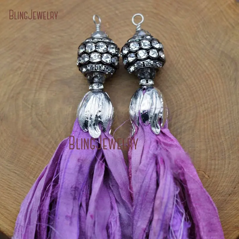 20171213-PM8963- Cerise Pink Sari Silk Tassel Pendant Antique Silver_4