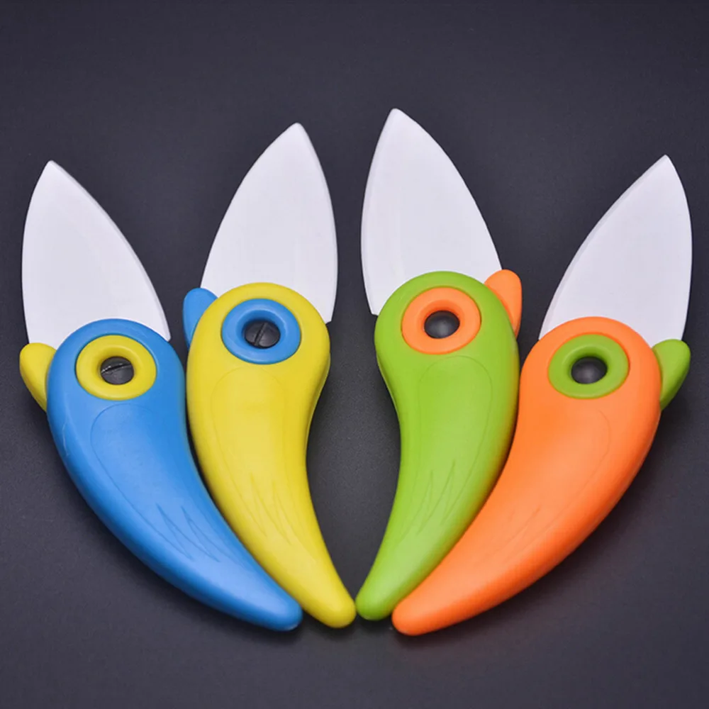 

1Pcs Knives Kitchen Fruit Paring Knife Colourful ABS Handle Mini Bird Ceramic Knife Gift Knife Pocket Ceramic Folding
