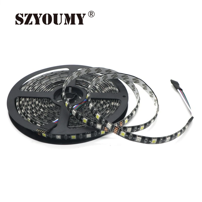 SZYOUMY 16.4ft светодиодный фонарь RGBW 5050 SMD 5 m 300 светодиодный s RGBWW смешанный цвет PCB Черный светодиодный свет водонепроницаемый 12 В DC Бесплатная