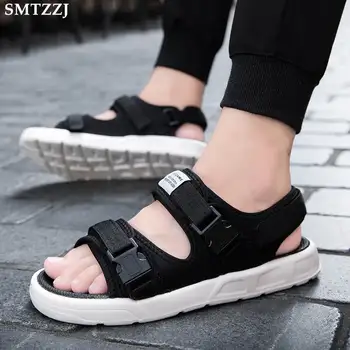 

SMTZZJ Brand Fashion Men Sandals Summer Mesh-fabric Man Shoes Casual Breathable Beach Canvas Sandals Sapatos 2019