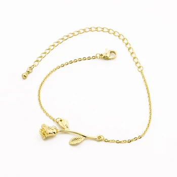

10PCS Elegant Trendy Female Rose Flower Charm Bracelet For Women Men Adjustable Chain Wedding Jewelry Bridal Girl Party Gifts