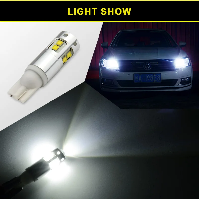 NAO 2x w5w led t10 led 12V w5w Светодиодная лампа для авто КРИ чипы для салона автомобиля лампа повышенной яркости 3W 1000LM белый Янтарный красный 194