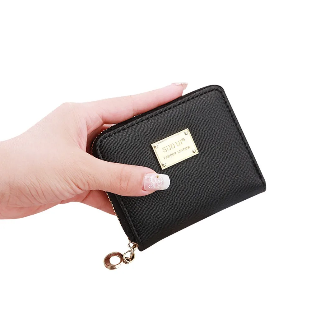 

Women Candy Color Leather Small Wallet Card Holder Zip Coin Purse Clutch Ladies Wallet Handbag portefeuille femme
