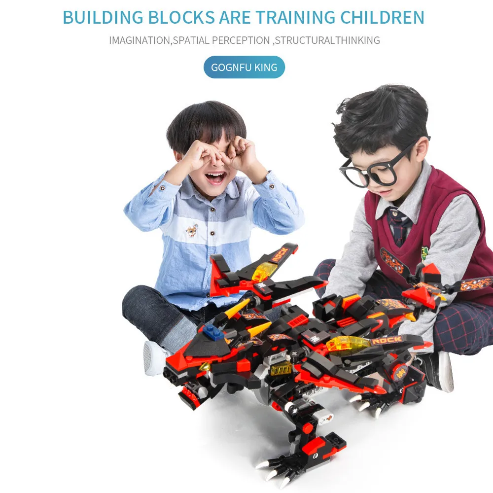 DIY Building Blocks Walking RC Smart Dinosaur Electronic Robot STEM Toy for Kids-in Puzzles from