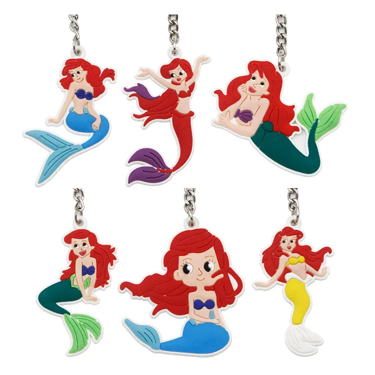 

6pcs/set Cartoon Mermaid Sea-maid Keychain Fish key chain Ring Car Key Holder Girl Bag Pendant Jewelry Promotions gifts Supply