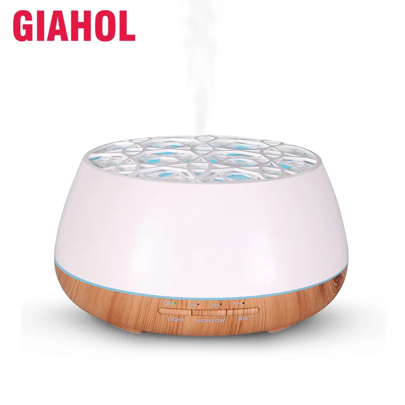 

GIAHOL 400ml Aroma Essential Oil Diffuser Ultrasonic Aromatherapy Humidifier with LED Color Lamp for home Bedroom (White/Yellow)