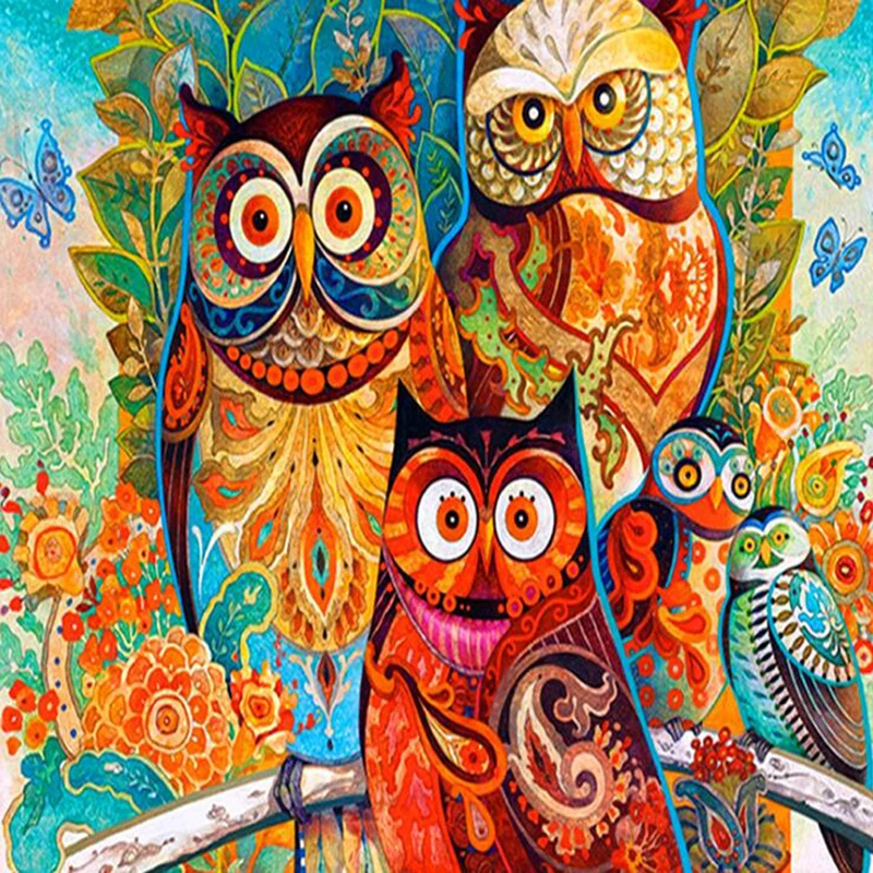 

Cross Stitch Embroidery Kits Owl Animal Cotton Thread Painting DIY Needlework 5d Cross Stitch colorful Painted Collection