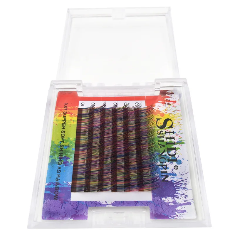

6 Rows C Curl false eyelashes mix color Rainbow fake eyelash individual natural lashes party makeup eyelash extension kit