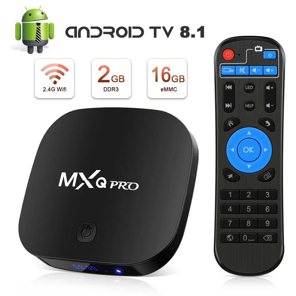 

Android 8.1 TV Box Kingbox MXQ Pro 2GB/16GB(Support 32GB) Quad-Core Built-in WiFi 802.11 b/g/n Support 3D/4K(60Hz)/H.265