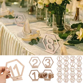 

1-20 Wooden Table Numbers Card Set with Base Birthday Wedding Party Table Digital Seat Decoration Wedding Party Event Supplies