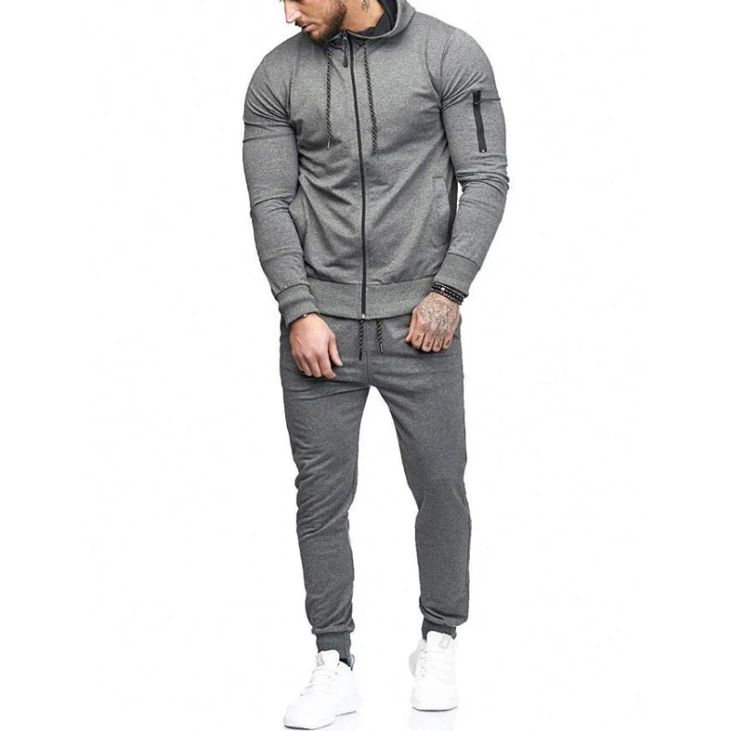 Men Set Running Gym Sportswear Tracksuit (6)