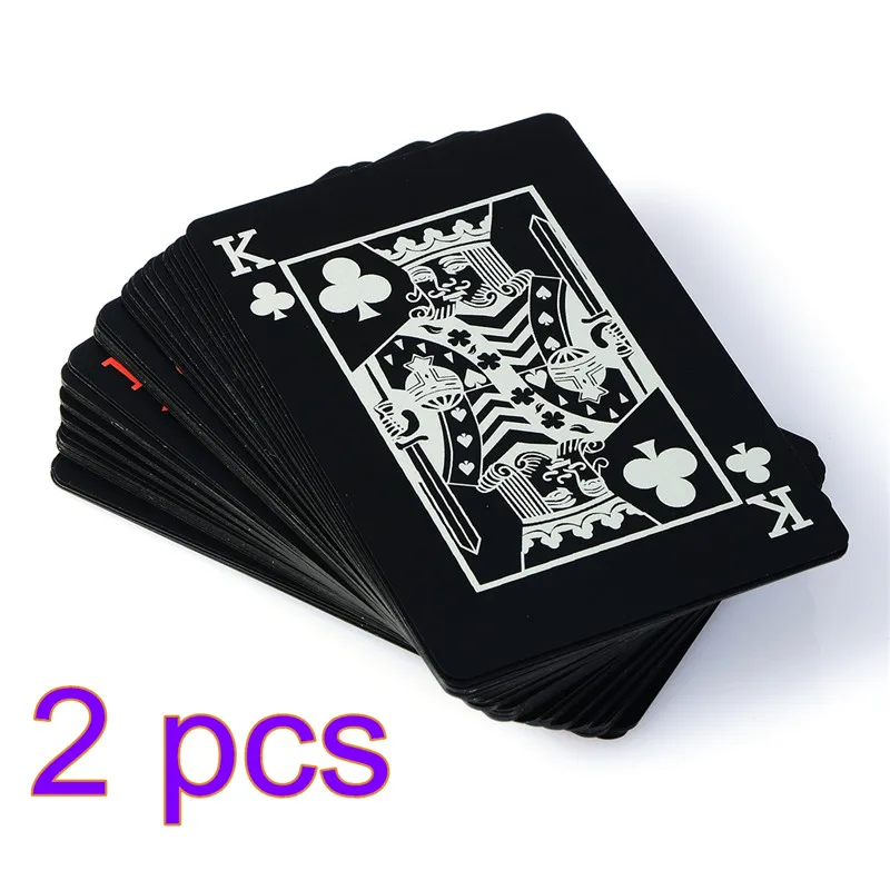 2 шт Качество черный пластиковый ПВХ покер водонепроницаемый Волшебная коробка-Упакованные игральные карты креативный подарок прочный чистый цвет черный трюки