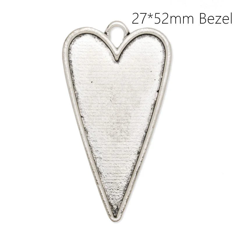 

30*55mm Antique Silver Heart Pendant Base, Heart Glass Cabochon Setting, Alloy Blank Pendant Tray,20pcs/lot-10008202